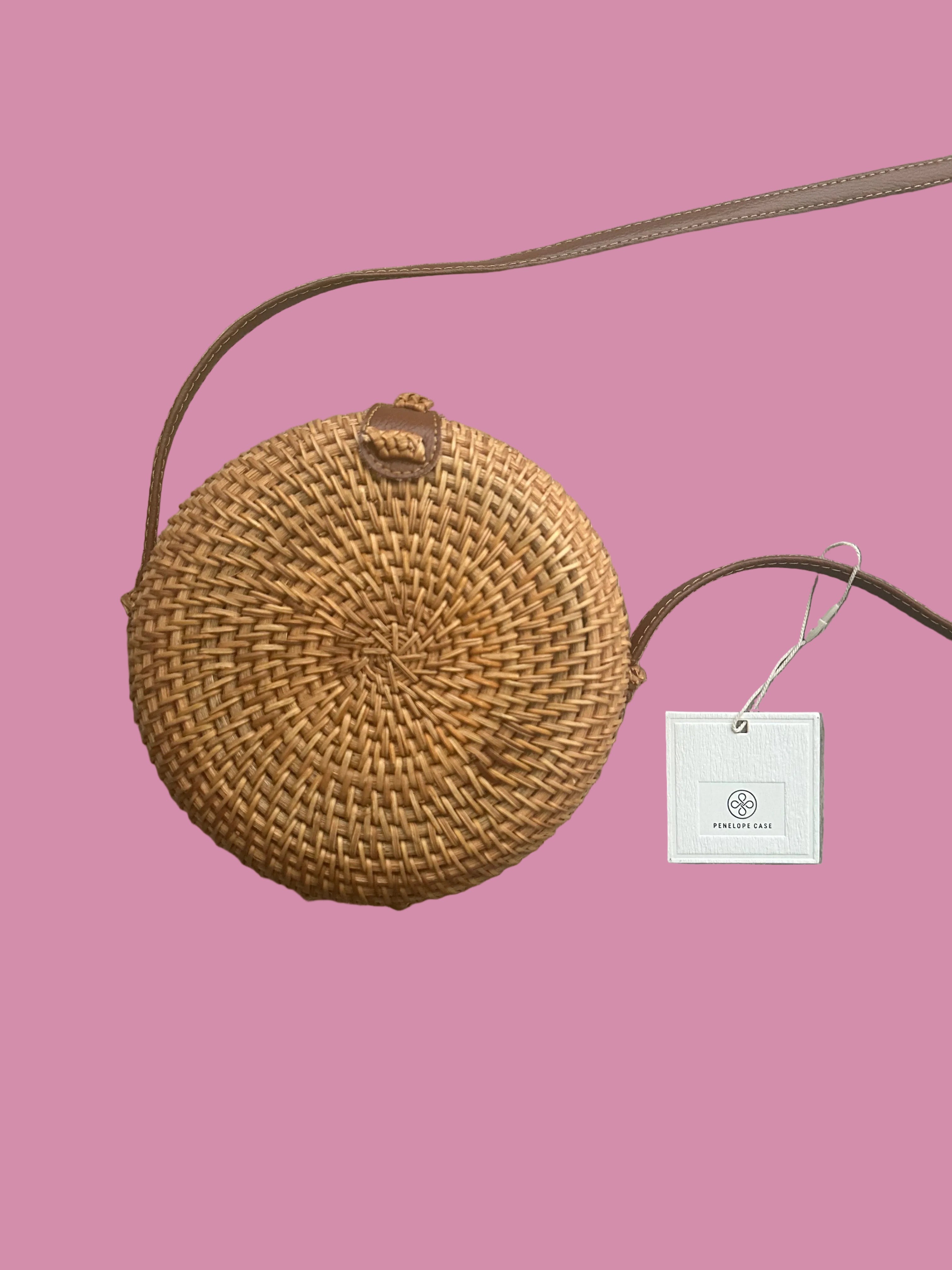 PENELOPE CASE Rattan Crossbody Bag - Brown