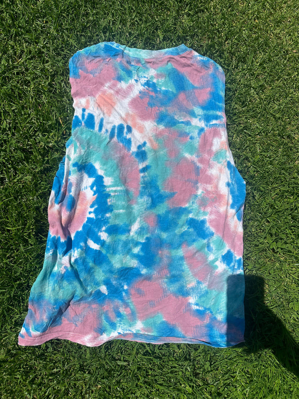 AC/DC High Voltage Tie-Dye Muscle Tank - Cotton Candy Wash - Sleeveless - Size M
