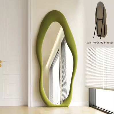 Wavy Asymmetric Floor Mirror — Sage Green, 180×80cm [WHOLESALE]
