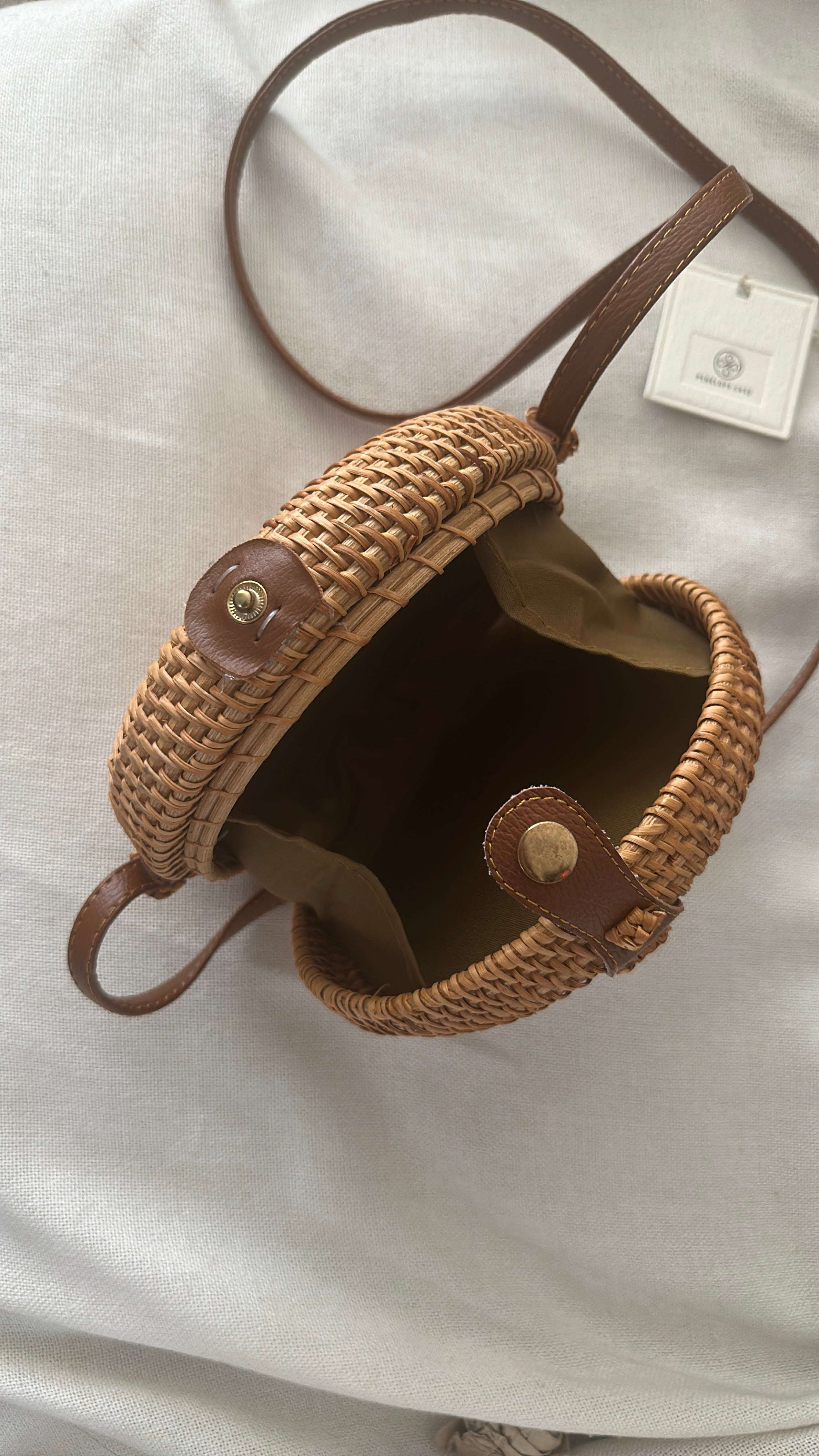 PENELOPE CASE Rattan Crossbody Bag - Brown