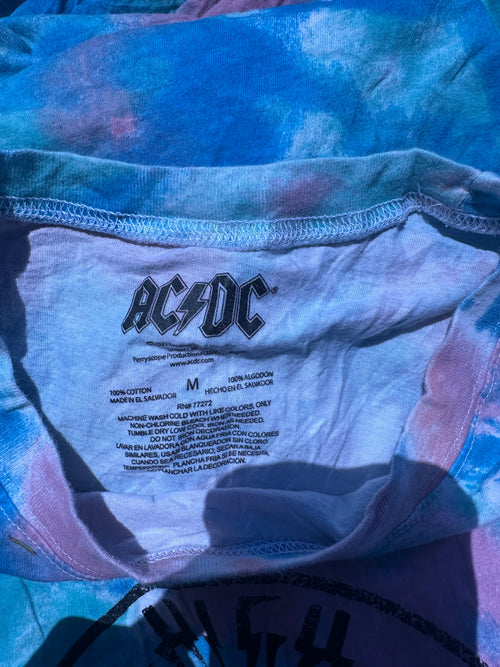 AC/DC High Voltage Tie-Dye Muscle Tank - Cotton Candy Wash - Sleeveless - Size M