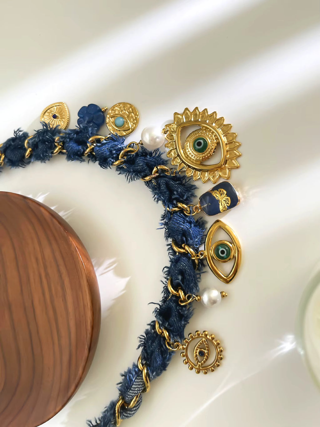 Archangel Protection - Evil Eye Denim Rope Necklace